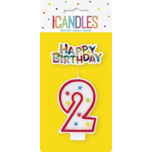 Number 2 Glitter Birthday Candle