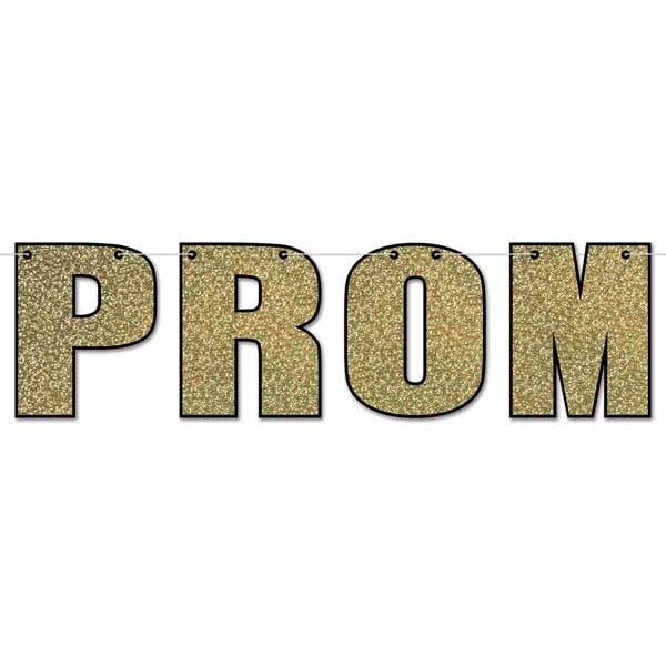 Gold Glitter-Print PROM Streamer