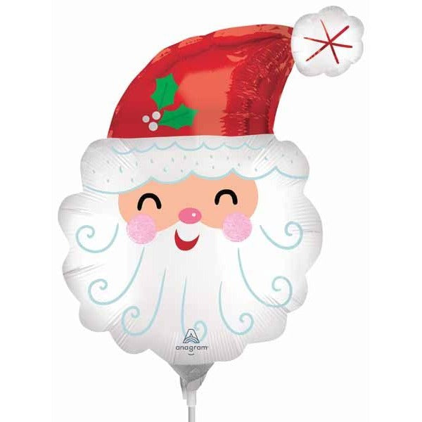 Smiley Santa Head Mini Foil Balloon