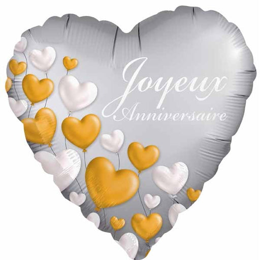Joyeux Anniversaire 18-Inch Heart Foil Balloon