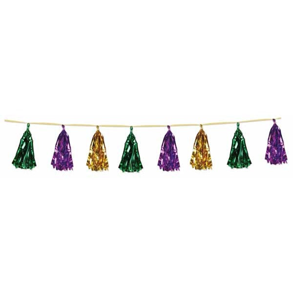 Gold, Green & Purple Metallic 12-Tassel Garland