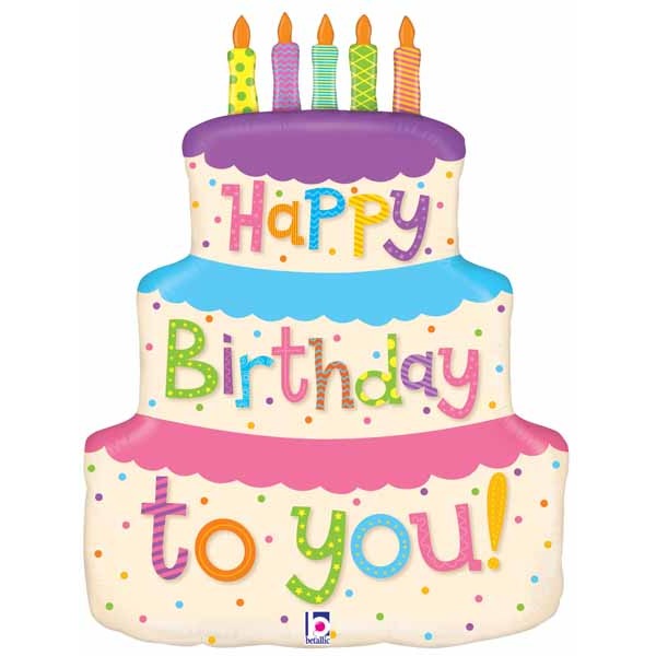 Happy Birthday Cake Shaped Foil Balloon, 23 Inch