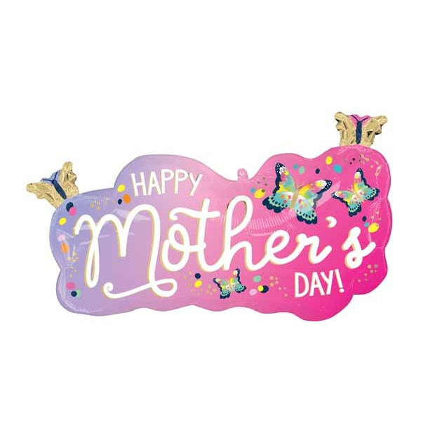 Happy Mother's Day Vibrant Flutters 31" Shaped Foil Balloon