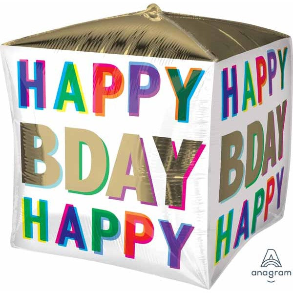 Birthday Offset Letters 15" Cubez Foil Balloon