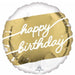 Golden Happy Birthday 18" Round Foil Balloon