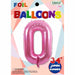 34-Inch Pink Number 0 Foil Balloon