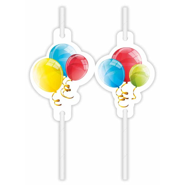 Sparkling Balloons Medallion Paper Straws, 4 Pack