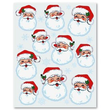 Santa Faces Christmas Stickers, Large Sheet