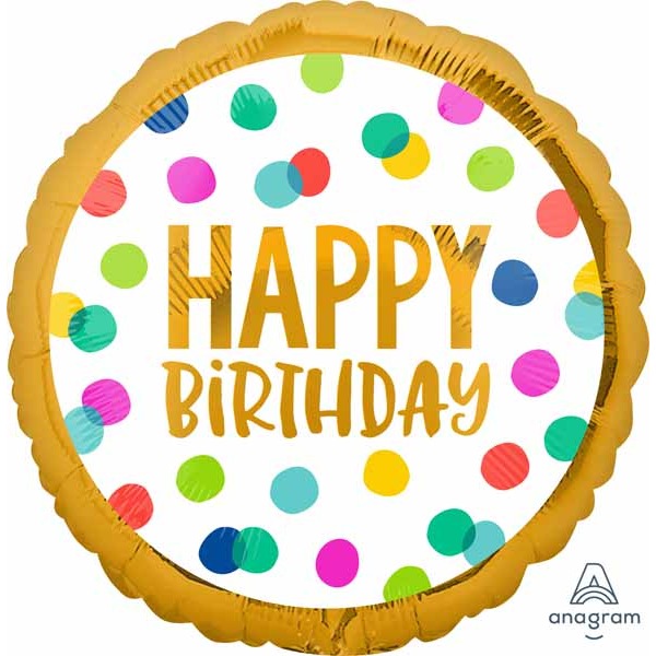 Happy Dots Happy Birthday 18 Inch Round Foil Balloon