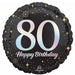 Sparkling 80th Birthday Round Foil Balloon, 18 Inch