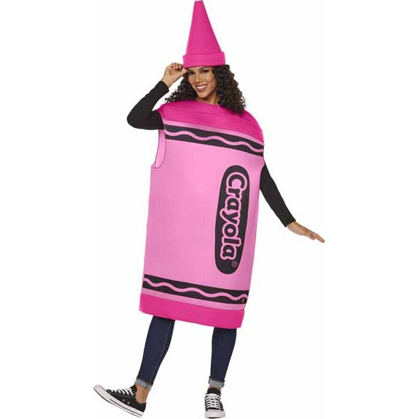 Crayola Pink Crayon Adult Costume with Hat, One Size