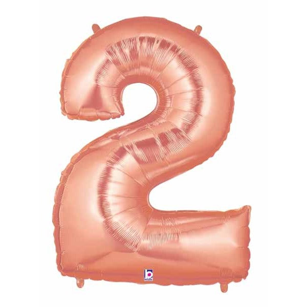 Megaloon Number 2 Rose Gold Balloon, 34 Inch
