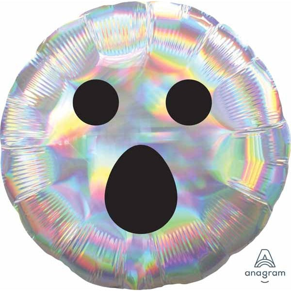 Iridescent Ghost Face 18-Inch Round Foil Balloon