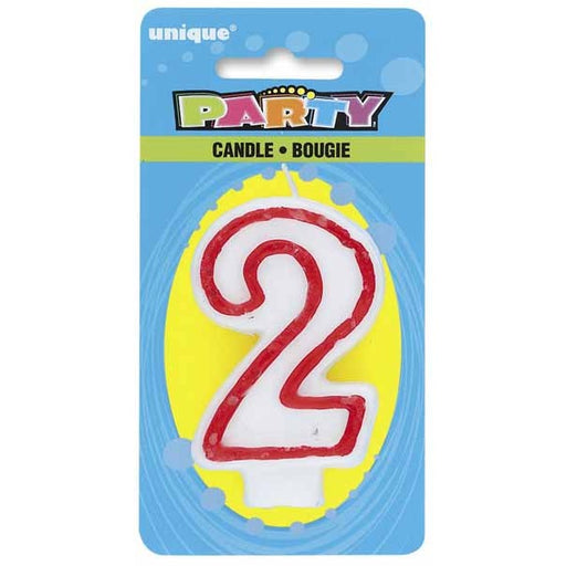 Red and White Number 2 Birthday Candle