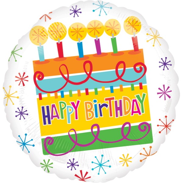 18-Inch Happy Birthday Cake Foil Balloon