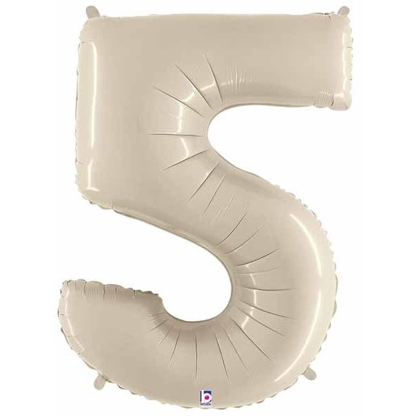 Megaloon Number 5 Balloon in White Sand, 34 Inch