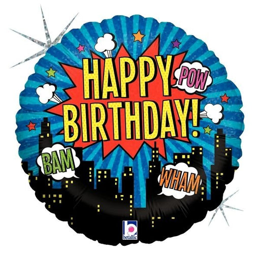 Superhero Birthday 18-Inch Holographic Foil Balloon