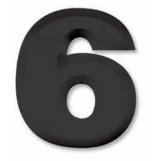 11-Inch Black Plastic 3D Number 6 Decoration