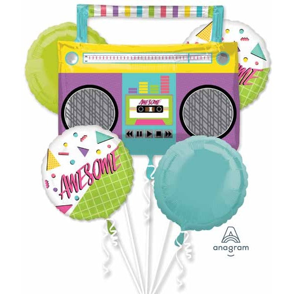 Awesome Party Boombox Foil Balloon Bouquet, 5 Piece