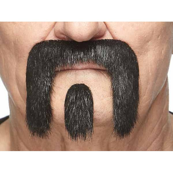 Shiny Black Handlebar Moustache and Square Soul Patch Set