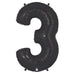 Black Number 3 Megaloon Balloon, 40 Inch