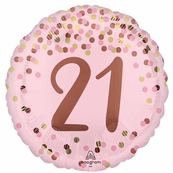 Pretty Pink 21st Birthday Round Foil Balloon, 18 Inch
