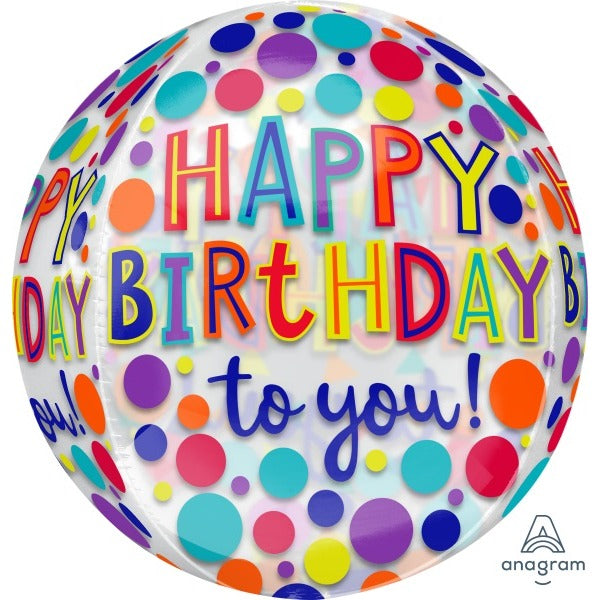 Happy Birthday Jewel Tones Orbz Foil Balloon