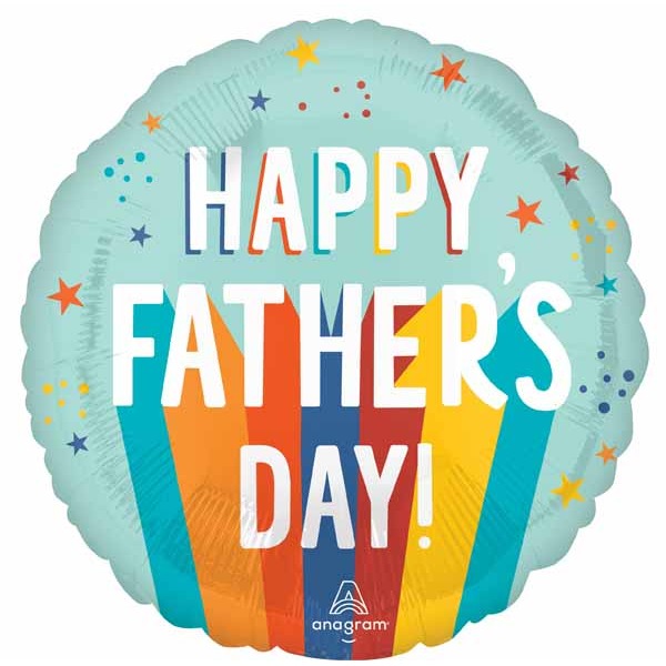 Happy Father's Day Playful Stripes 18-Inch Round Foil Balloon
