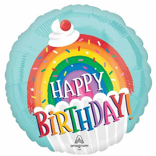 Rainbow Sprinkle Happy Birthday 18-Inch Round Foil Balloon