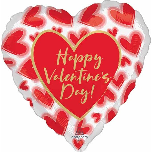 28-Inch Blush Lined Hearts Valentine's Day Foil Balloon