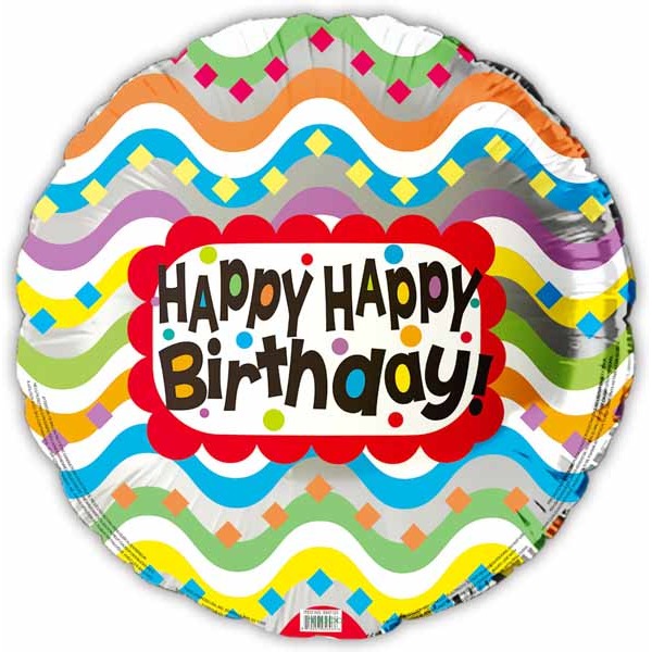 Happy Happy Bday 18" Foil Birthday Balloon