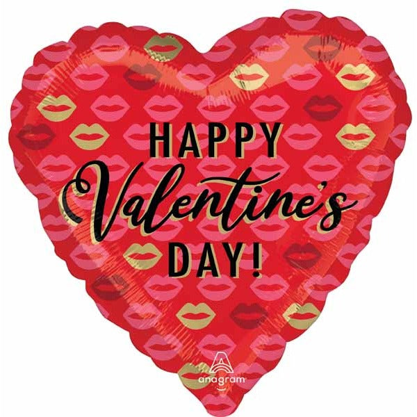 Happy Valentine's Day Kisses 18" Heart Foil Balloon