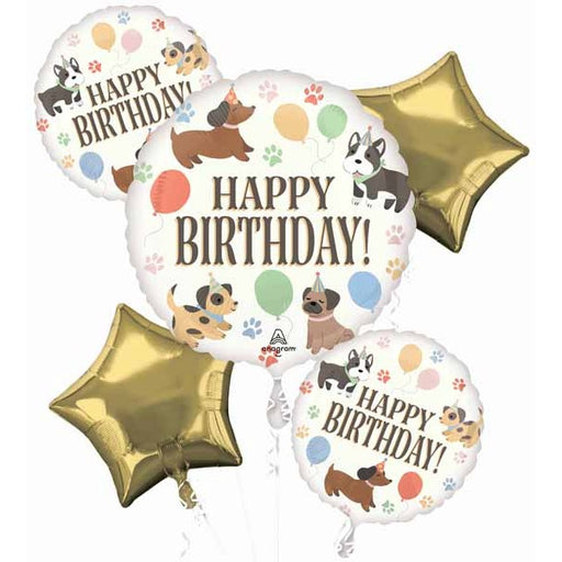 Pawsome Party Happy Birthday Foil Balloon Bouquet, 5 Pieces