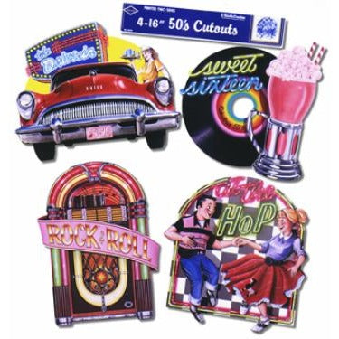 16" FABULOUS 50S CUTOUTS 4/PKG