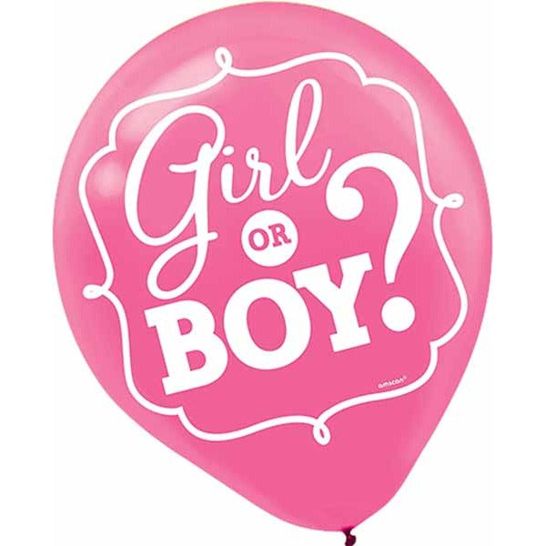 Girl or Boy? Assorted 12-Inch Balloons, 15 Pack