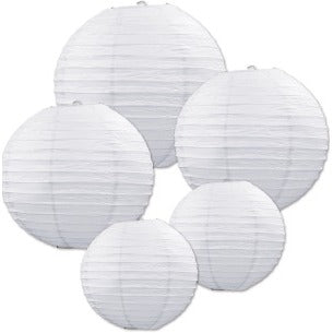 PAPER LANTERN WHITE ASST SIZES 5/PKG
