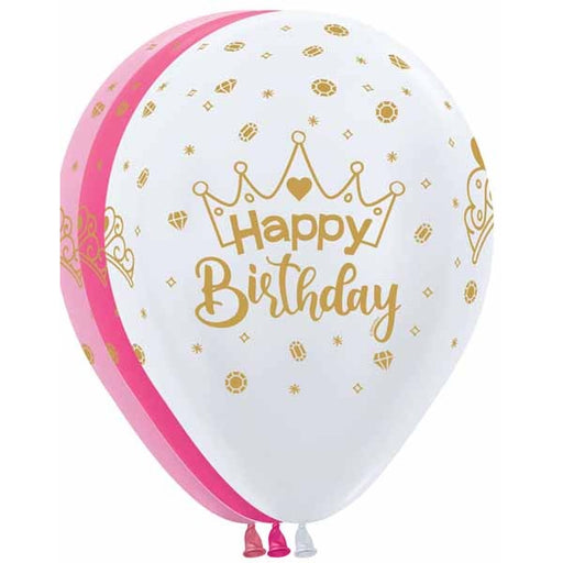 Sempertex Happy Birthday Crowns 11" Latex Balloons, 50 Count