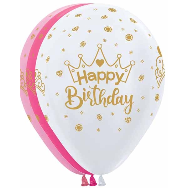 Sempertex Happy Birthday Crowns 11" Latex Balloons, 50 Count