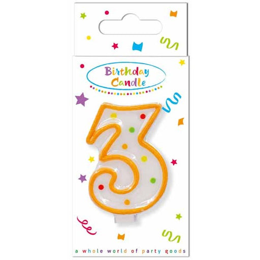 Polka Dot Number 3 Birthday Candle