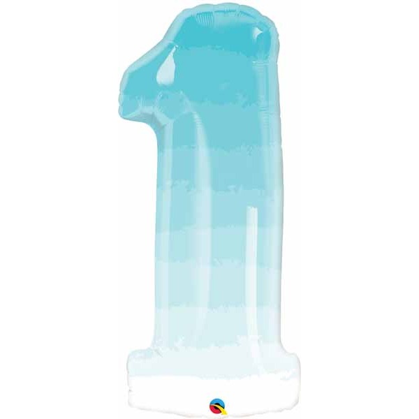 38-Inch Blue Ombre Number 1 Balloon