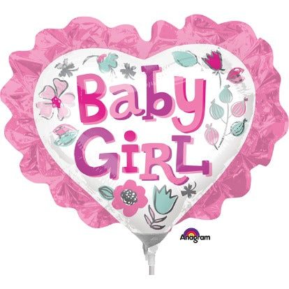Baby Girl Floral Heart Mini Foil Balloon