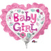 Baby Girl Floral Heart Mini Foil Balloon