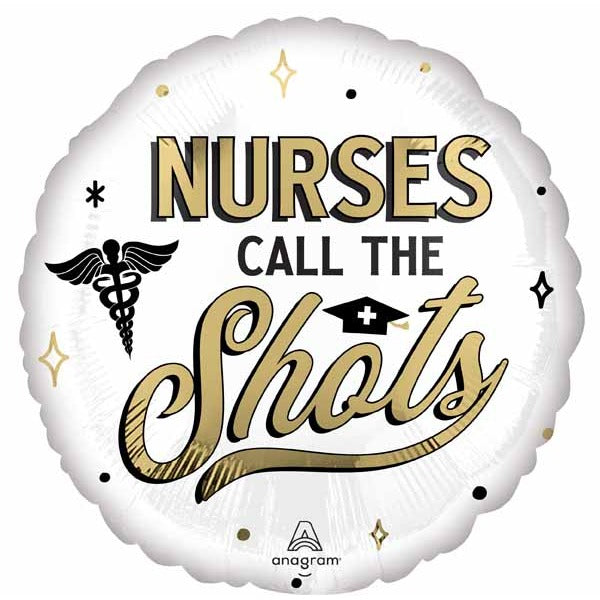 Nurses Call the Shots 18-Inch Round Foil Balloon