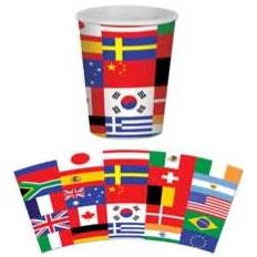 International Flag Beverage Cups, 8 Pack