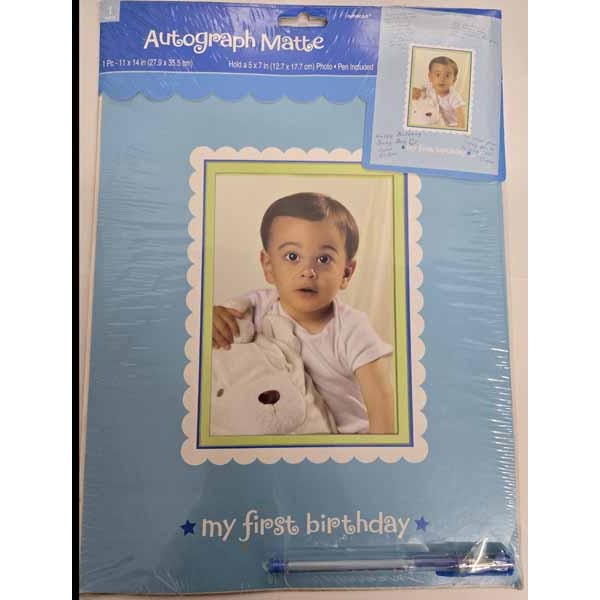 Boy's 1st Birthday Autograph Mat