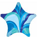 Blue Macro Marble Star Foil Balloon, 19 Inch