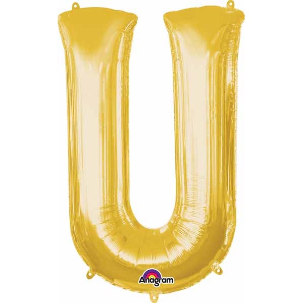 34-Inch Gold Letter U Foil Balloon