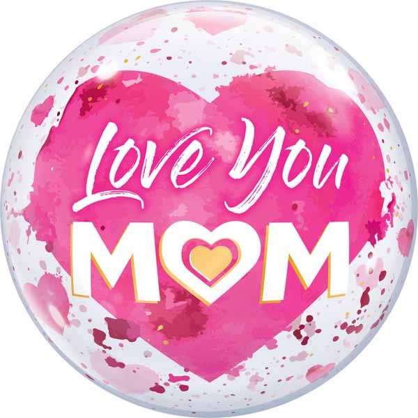 Love You Mom Pink 22" Bubble Balloon