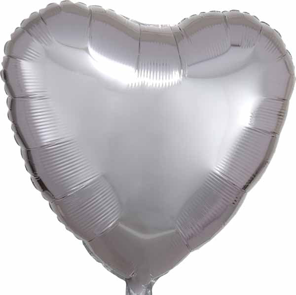 17-Inch Metallic Silver Heart Foil Balloon
