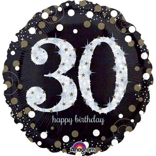 Anagram Jumbo Holographic 30th Birthday Foil Balloon, 28 in
